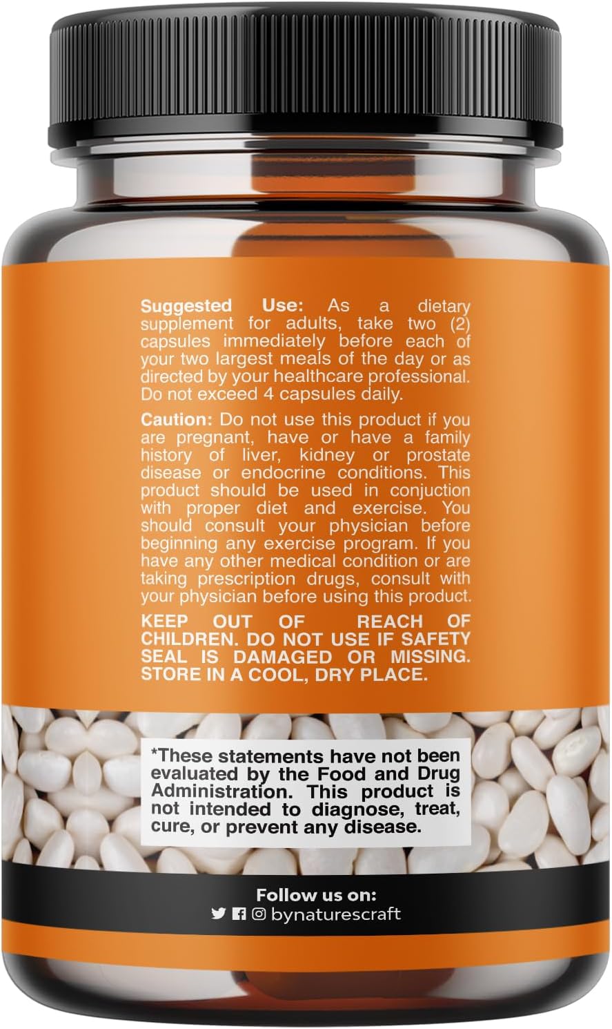 White Kidney Bean Extract Carb Blocker for Weight Loss & Carb Control - Reduce Calories from Starchy Foods with Glucose Support - 60 Capsules
