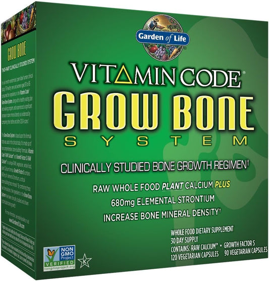 Whole Food Calcium Supplement with Strontium, Magnesium, Vitamin K2, D3 & C for Bone Health - Garden of Life, 30 Day Supply