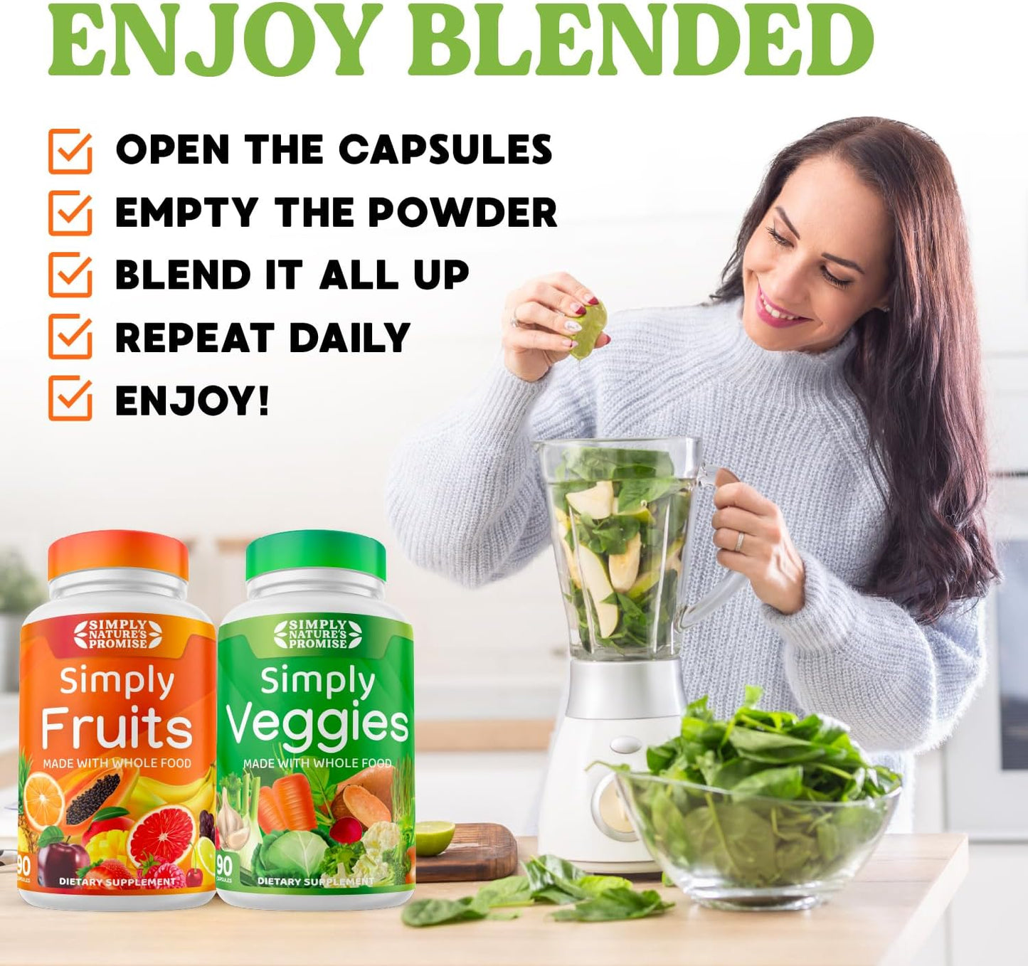Whole Food Superfood Blend with 40+ Fruits & Veggies - 4 Month Supply - Aloe Vera - Soy Free - 720 Capsules