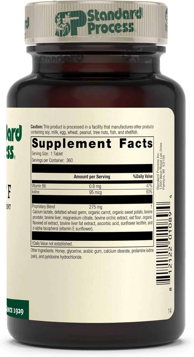 Whole Food Supplement for Thyroid, Metabolism, Skin, and Hair Health - Standard Process Cataplex F - 360 Tablets
