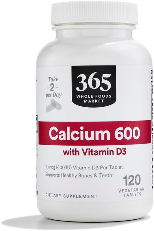 Whole Foods Market 365 Calcium with Vitamin D3 Tablets - 120 Count Bottle for Bone Health & Immune Support