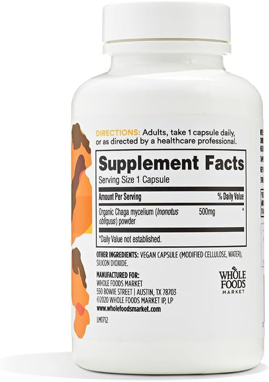 Whole Foods Market 365 Chaga Mushroom Capsules - 90 Count x 2 Pack