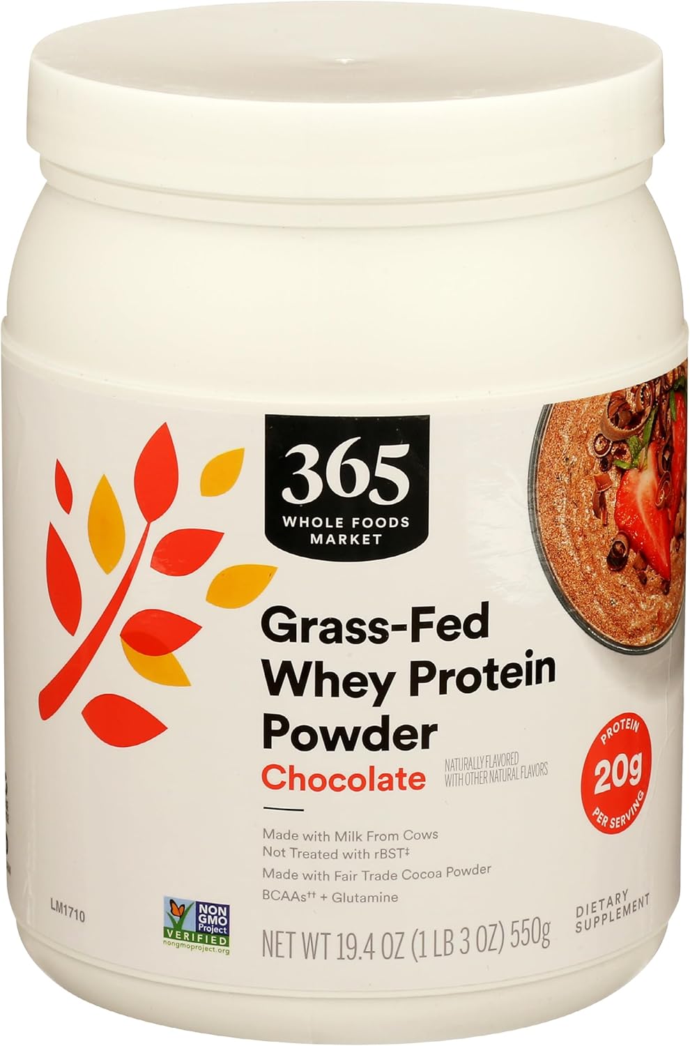 Whole Foods Market 365 Chocolate Grass Fed Whey Protein - 19.4 Ounce Jar