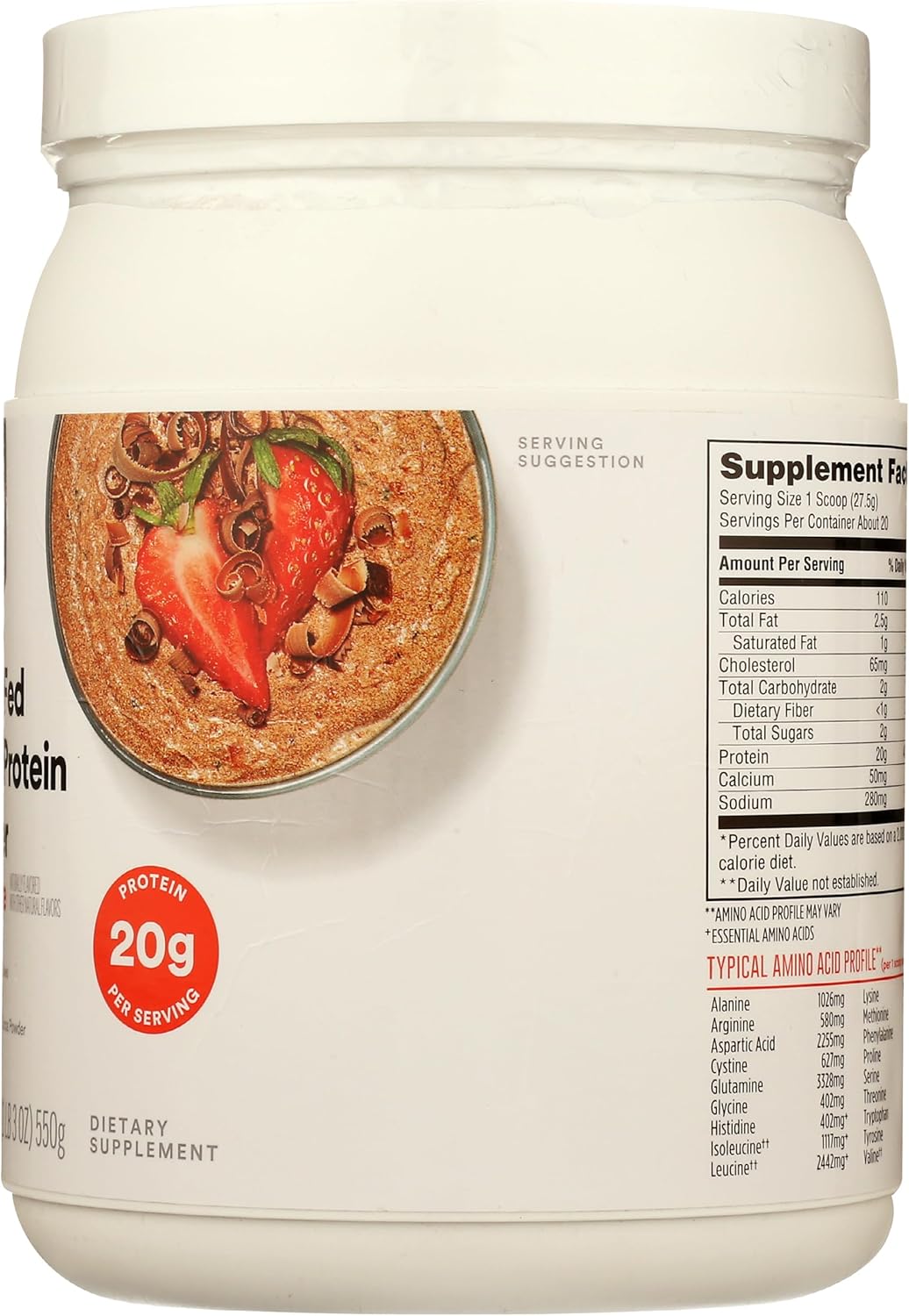 Whole Foods Market 365 Chocolate Grass Fed Whey Protein - 19.4 Ounce Jar