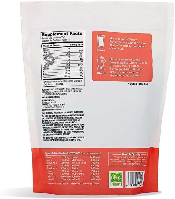 Whole Foods Market 365 Chocolate Whey Isolate Protein Powder - 16 oz