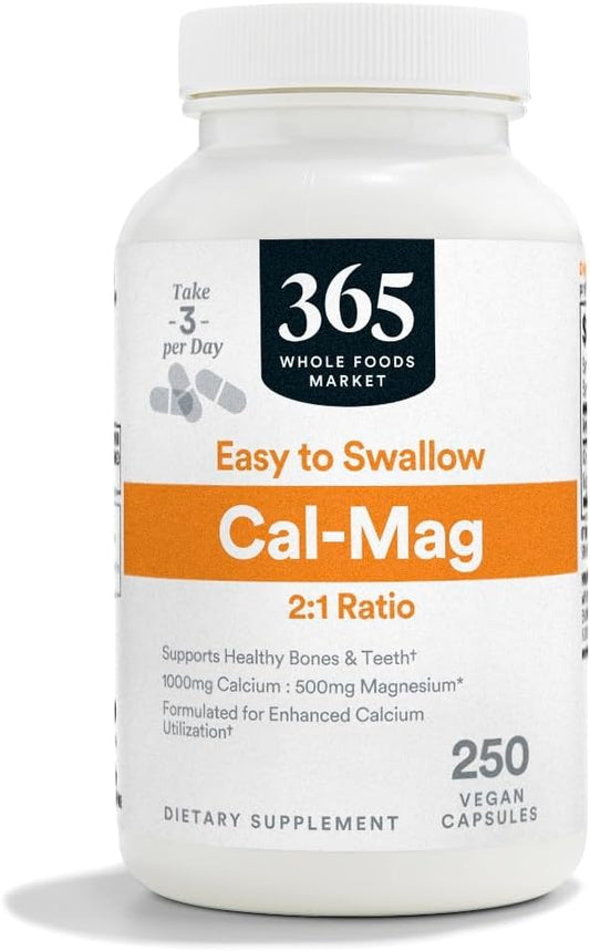 Whole Foods Market 365 Easy Swallow Calcium 1000Mg Magnesium 500Mg 250 Veg Capsules