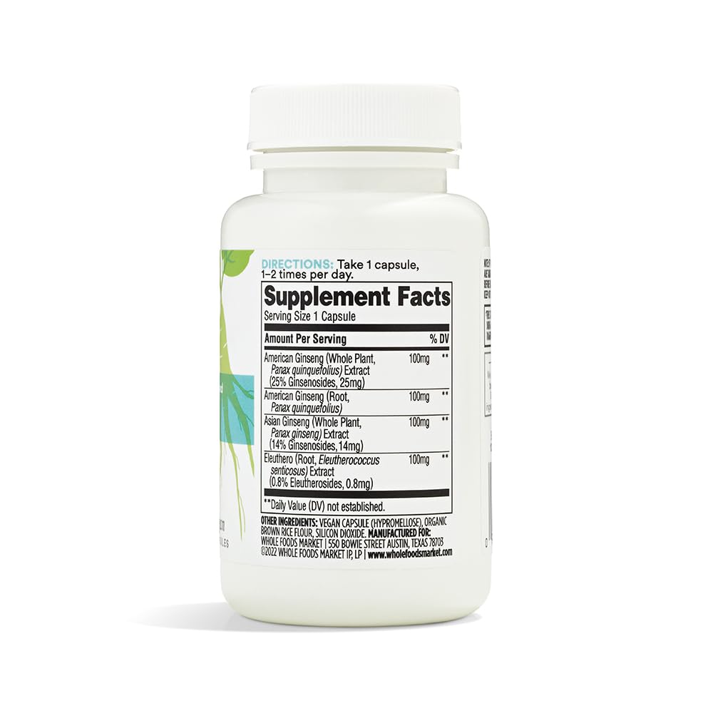 Whole Foods Market 365 Ginseng Capsules - 60 Count Bottle