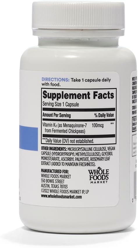Whole Foods Market Vitamin K2 Supplement - 30 Count Bottle