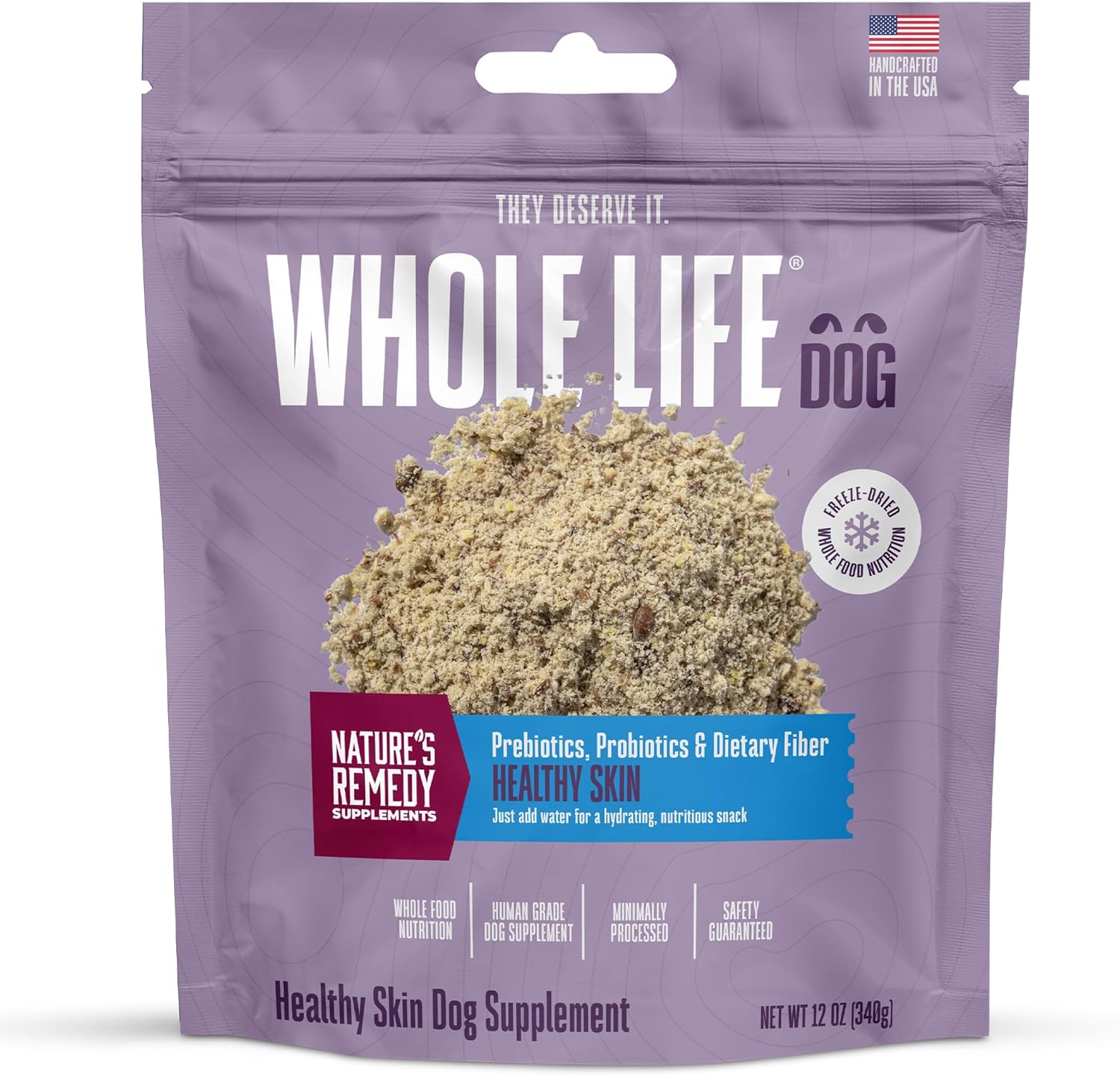 Whole Life Pet Healthy Skin and Coat Dog Supplements with Probiotics & Omega 3 - Natural Relief for Dry Skin, Allergies, and Digestive Support - 90 Servings