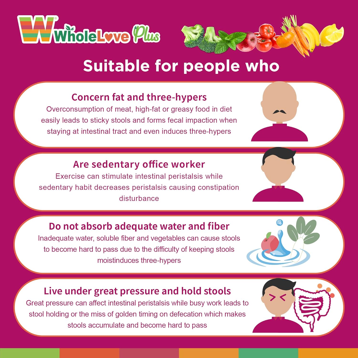 WholeLovePlus Super Cleanse Probiotics - Daily Supplement with Prebiotics & Probiotics, 28 Sachets for Men & Women