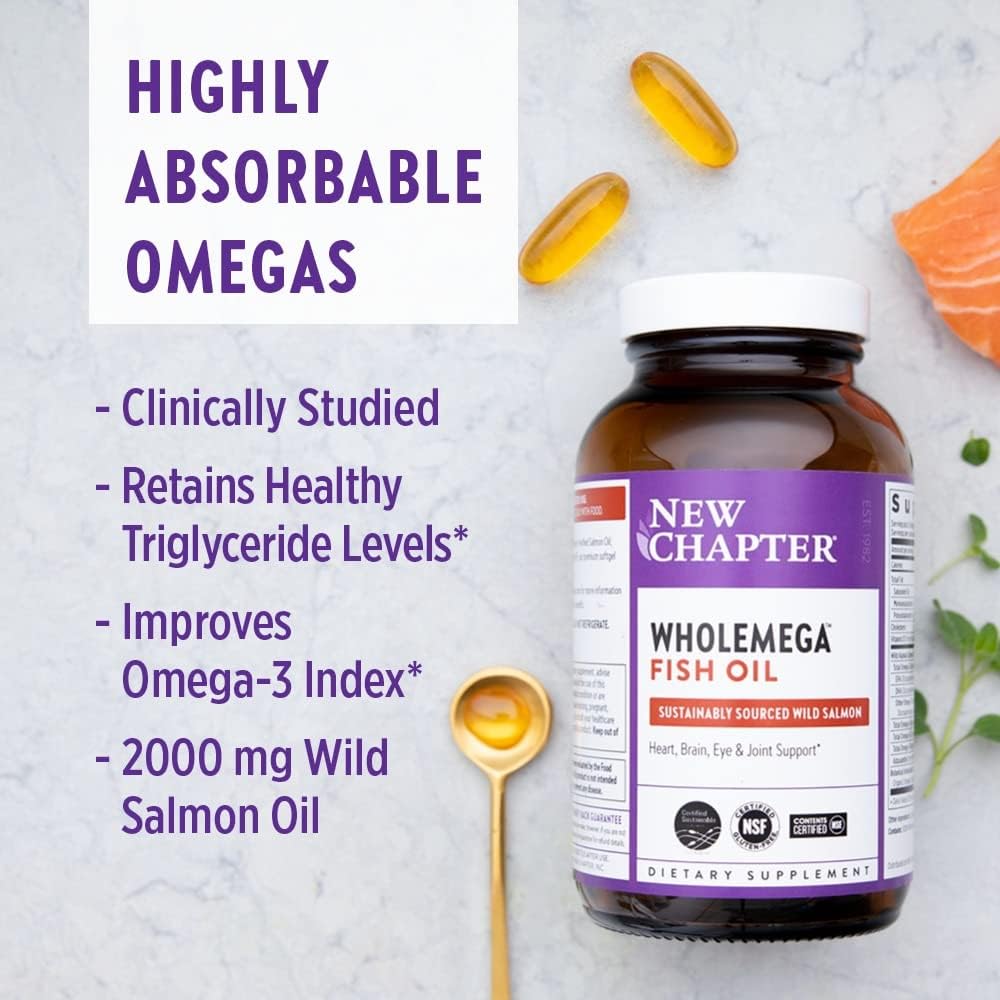 Wholemega Wild Alaskan Salmon Fish Oil Supplement with Omega-3, Vitamin D3, and Astaxanthin - 30 Count