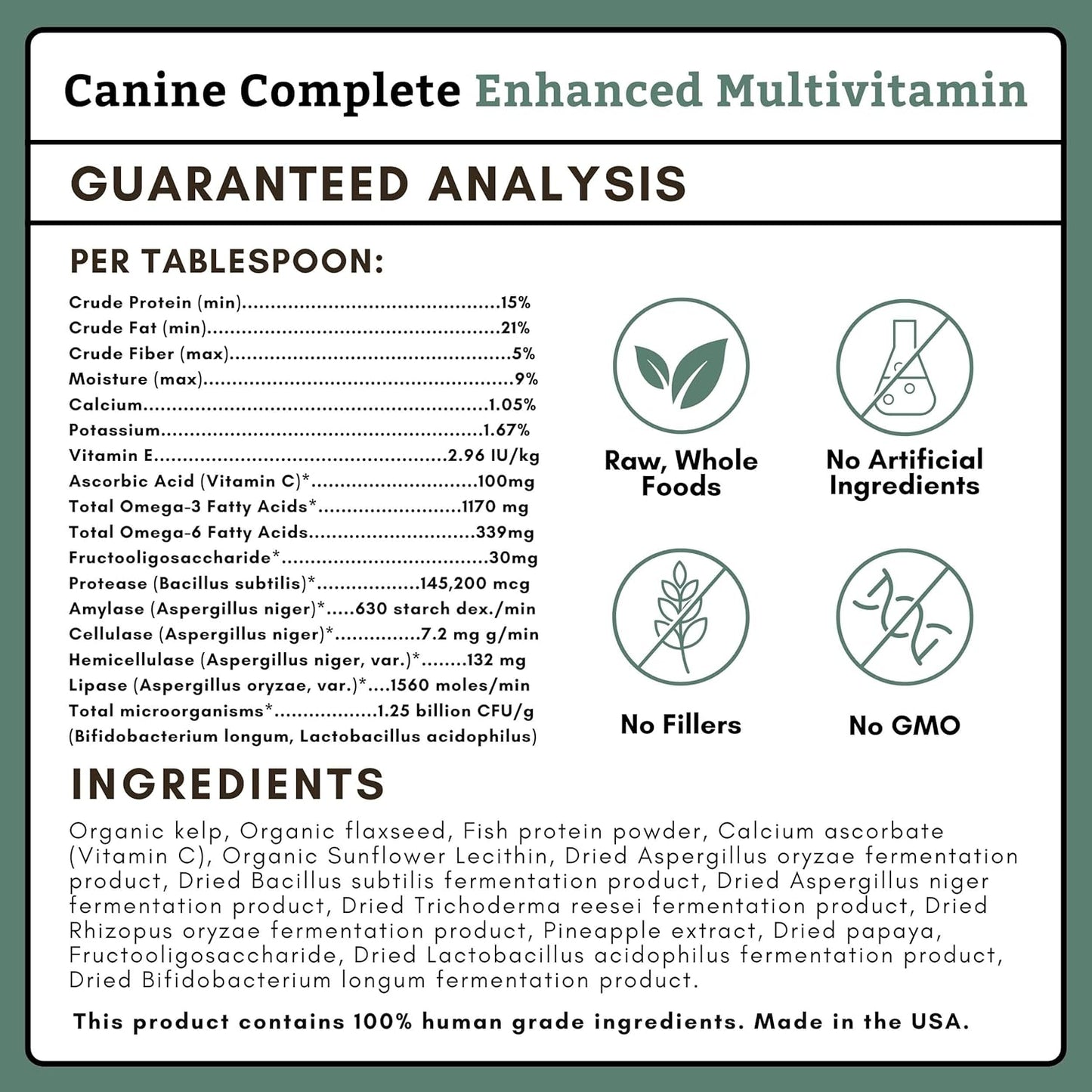Wholistic Pet Organics Canine Complete Dog Multivitamin Powder - 2 Lb - Immune System & Health Support for Dogs