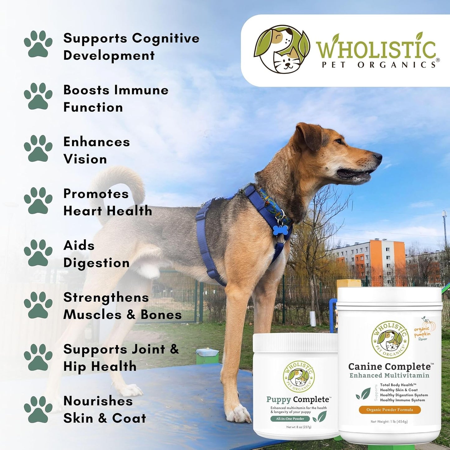 Wholistic Pet Organics Canine Complete Dog Multivitamin Powder - 2 Lb - Immune System & Health Support for Dogs