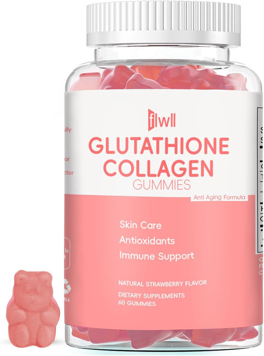 Whoyun Glutathione Collagen Gummies | Skin Health Formula with Reduced Glutathione & Hydrolyzed Collagen | Reduce Wrinkles, Boost Immunity & Liver Health | 60 Gummies