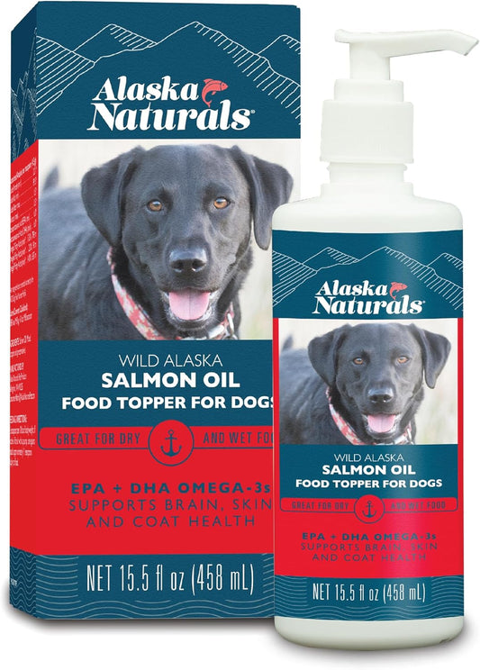 Wild Alaska Salmon Oil Food Topper for Dogs by Alaska Naturals - Natural Omega-3 Supplement for Healthy Coat and Joints