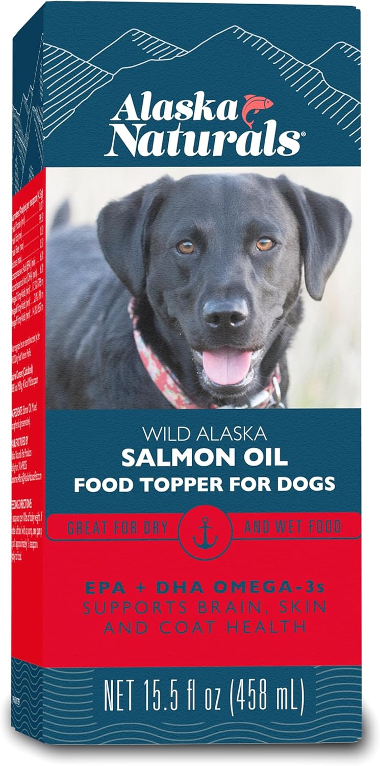 Wild Alaska Salmon Oil Food Topper for Dogs by Alaska Naturals - Natural Omega-3 Supplement for Healthy Coat and Joints