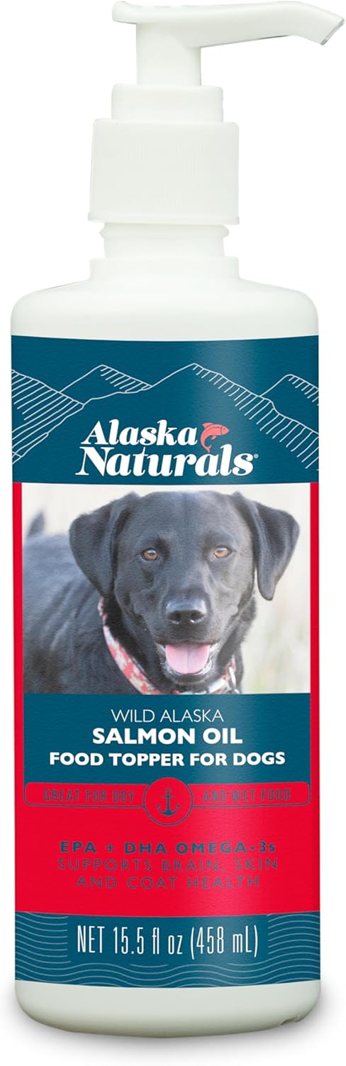 Wild Alaska Salmon Oil Food Topper for Dogs by Alaska Naturals - Natural Omega-3 Supplement for Healthy Coat and Joints