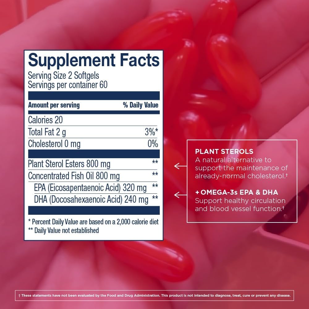 Wild Alaskan Fish Oil Cholesterol Support Softgels - Heart Health Supplement with 560mg Omega-3s - 120 Capsules for Men and Women