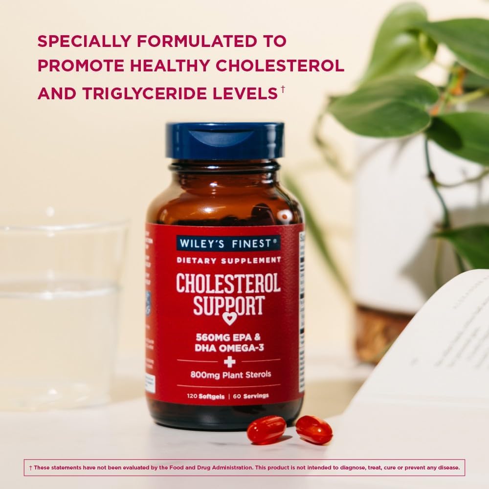 Wild Alaskan Fish Oil Cholesterol Support Softgels - Heart Health Supplement with 560mg Omega-3s - 120 Capsules for Men and Women