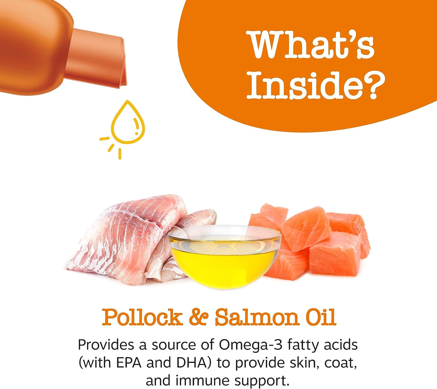 Wild Alaskan Fish Oil for Dogs & Cats - Pollock & Salmon Blend - Omega 3 EPA & DHA - Skin & Coat Health - Immune Support - 32 fl oz