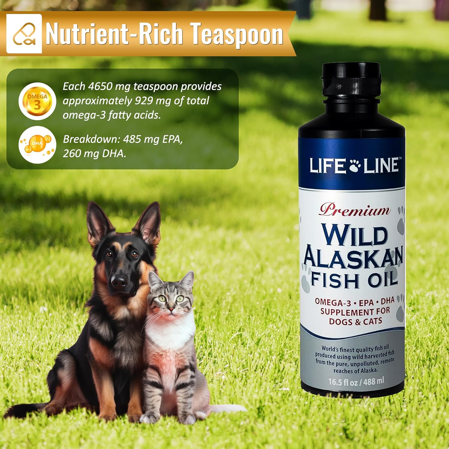 Wild Alaskan Fish Oil Omega-3 Supplement for Dogs & Cats with Skin, Coat, Brain, Eye & Heart Health Support, 16.5oz