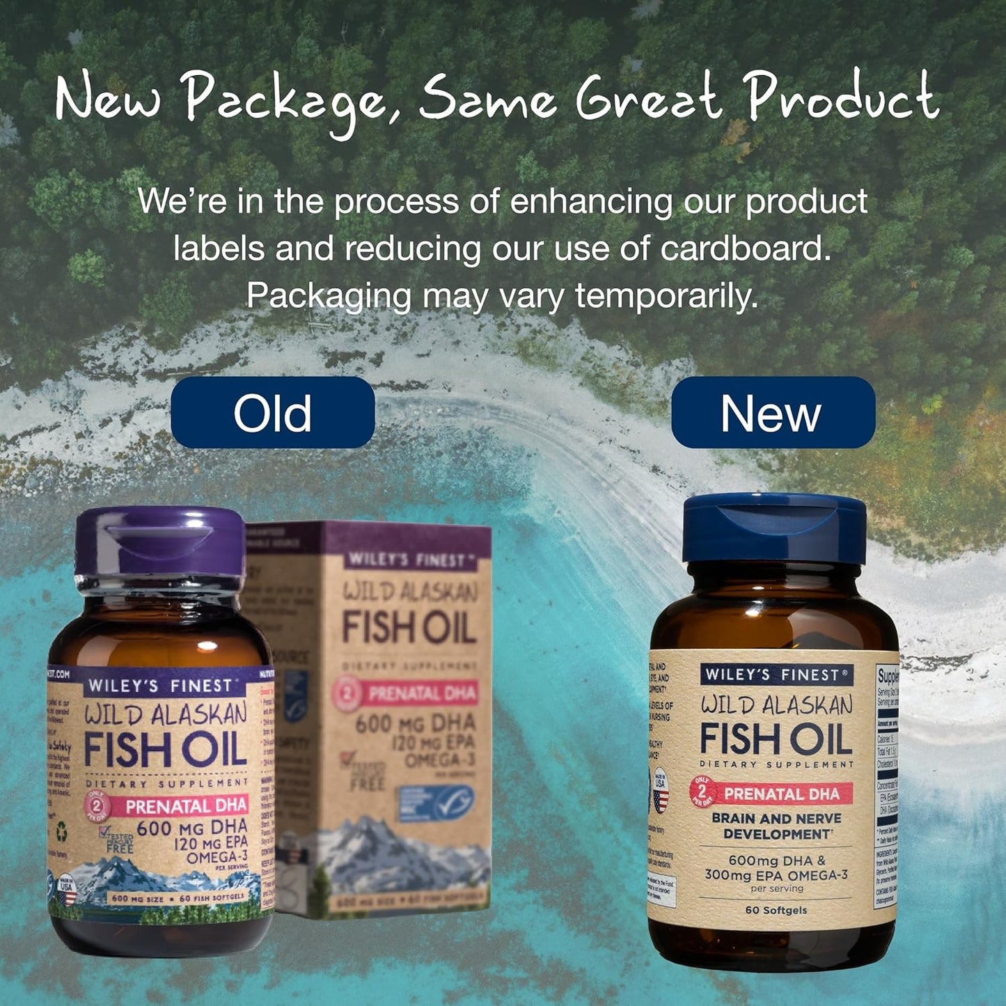 Wild Alaskan Fish Oil Prenatal DHA - High EPA and DHA Omega-3s for Pregnant Women - 60 Softgels