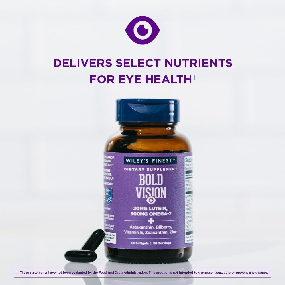 Wild Alaskan Fish Oil Supplement for Eye Health - With Lutein, Zeaxanthin, Bilberry - 60 Softgels
