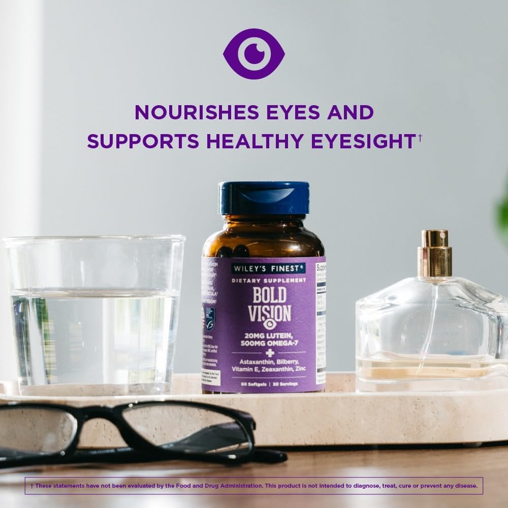Wild Alaskan Fish Oil Supplement for Eye Health - With Lutein, Zeaxanthin, Bilberry - 60 Softgels
