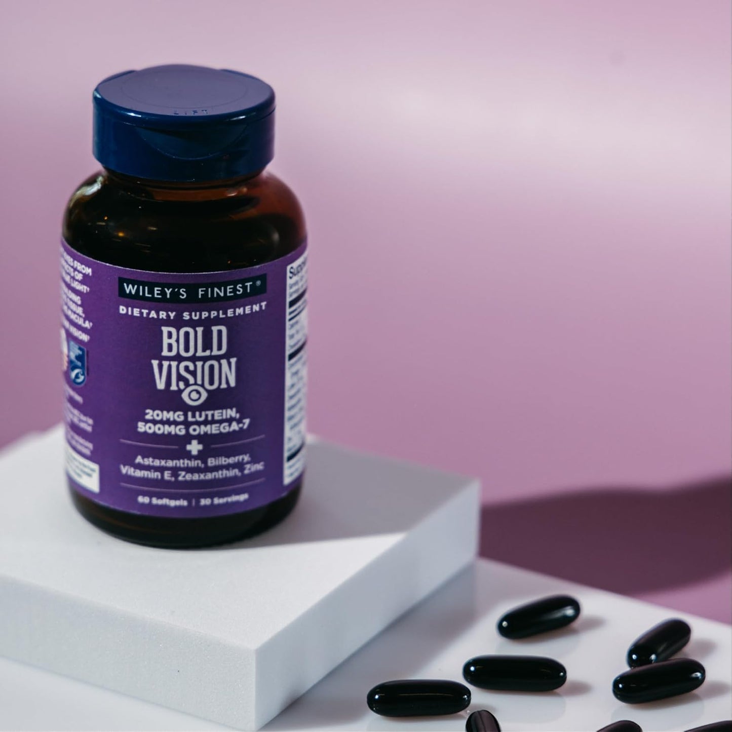 Wild Alaskan Fish Oil Supplement for Eye Health - With Lutein, Zeaxanthin, Bilberry - 60 Softgels