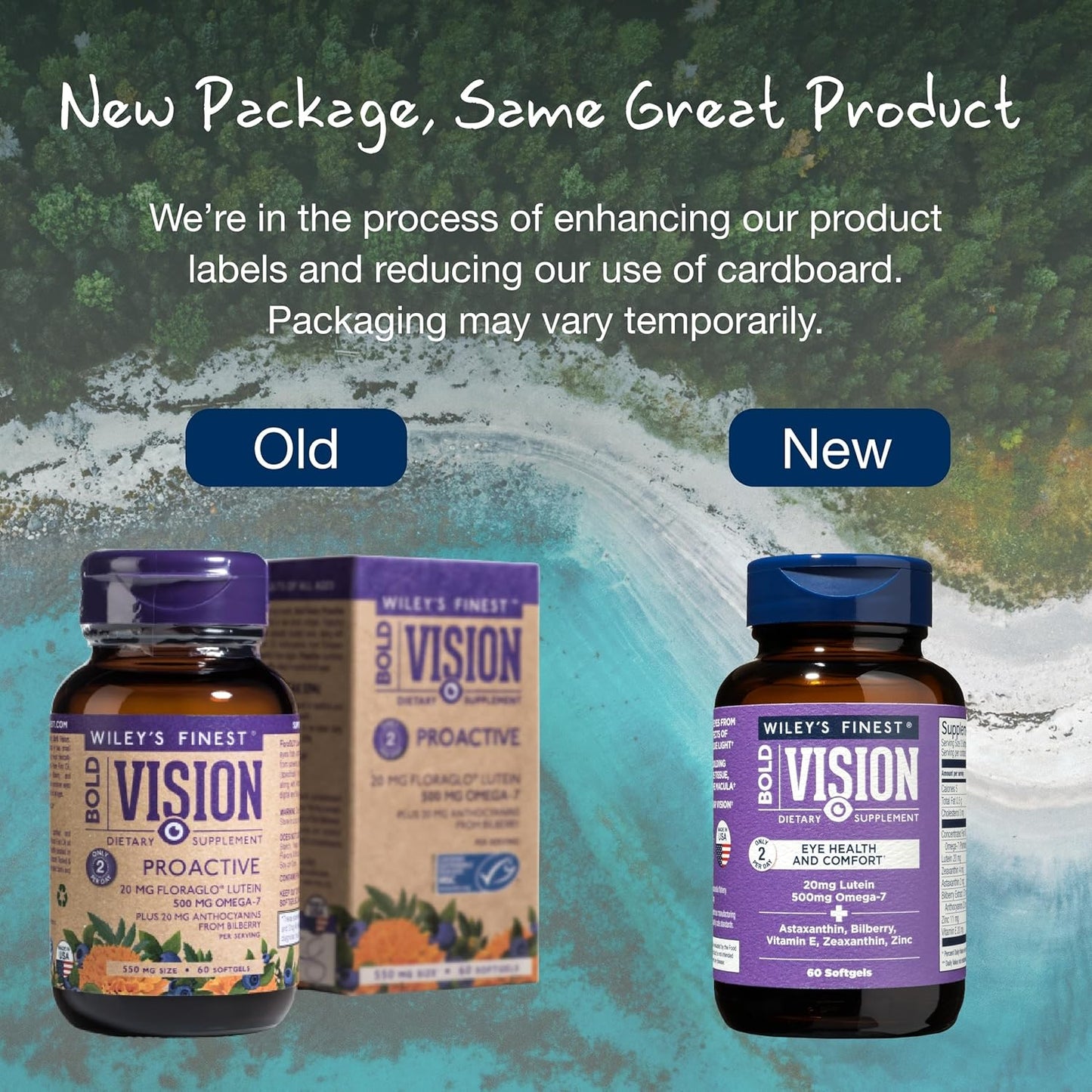 Wild Alaskan Fish Oil Supplement for Eye Health - With Lutein, Zeaxanthin, Bilberry - 60 Softgels