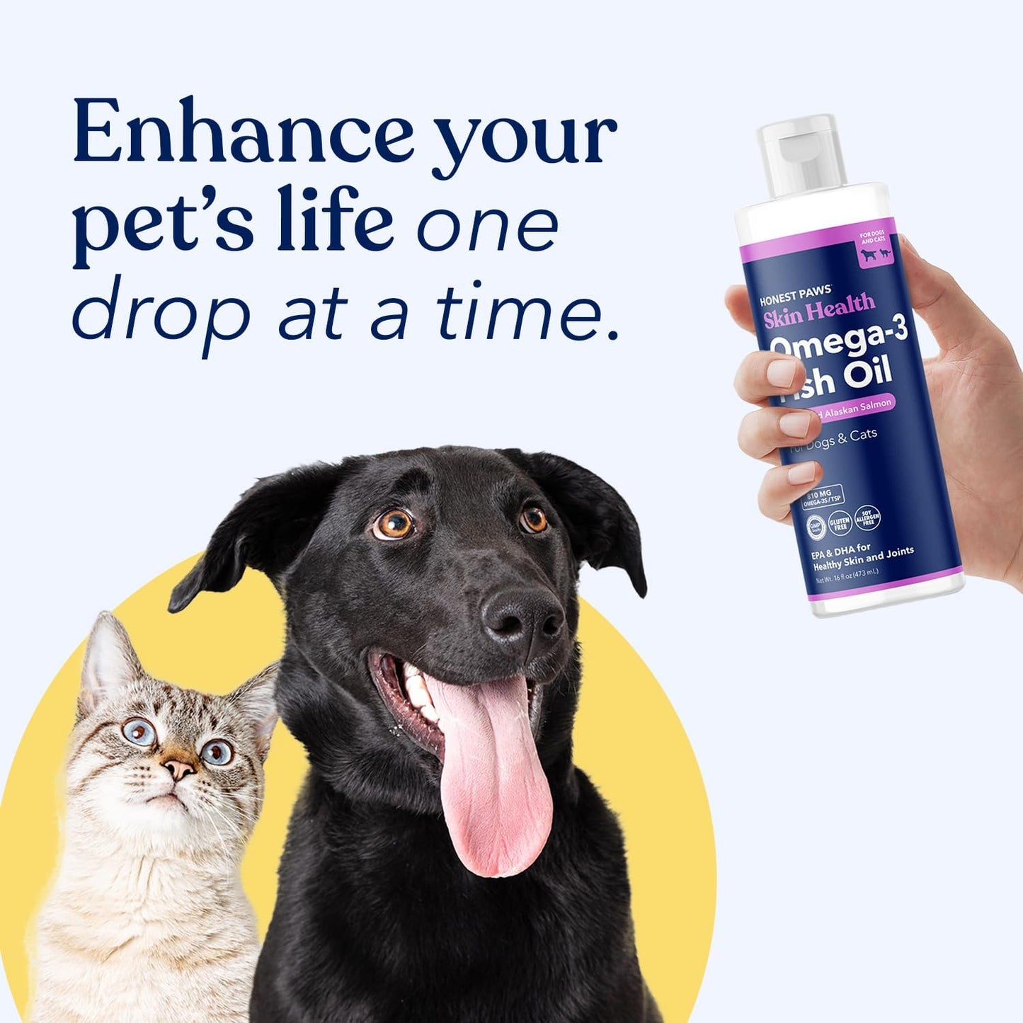 Wild Alaskan Salmon Oil for Dogs - Omega 3 Fish Oil Supplement - Healthy Skin, Joints, Coat - Pollock Oil - 16 Oz Bottle