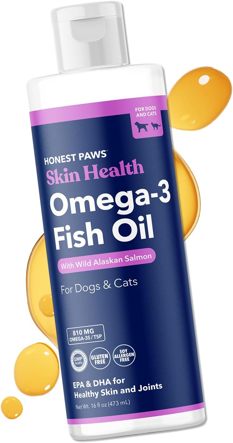 Wild Alaskan Salmon Oil for Dogs - Omega 3 Fish Oil Supplement - Healthy Skin, Joints, Coat - Pollock Oil - 16 Oz Bottle