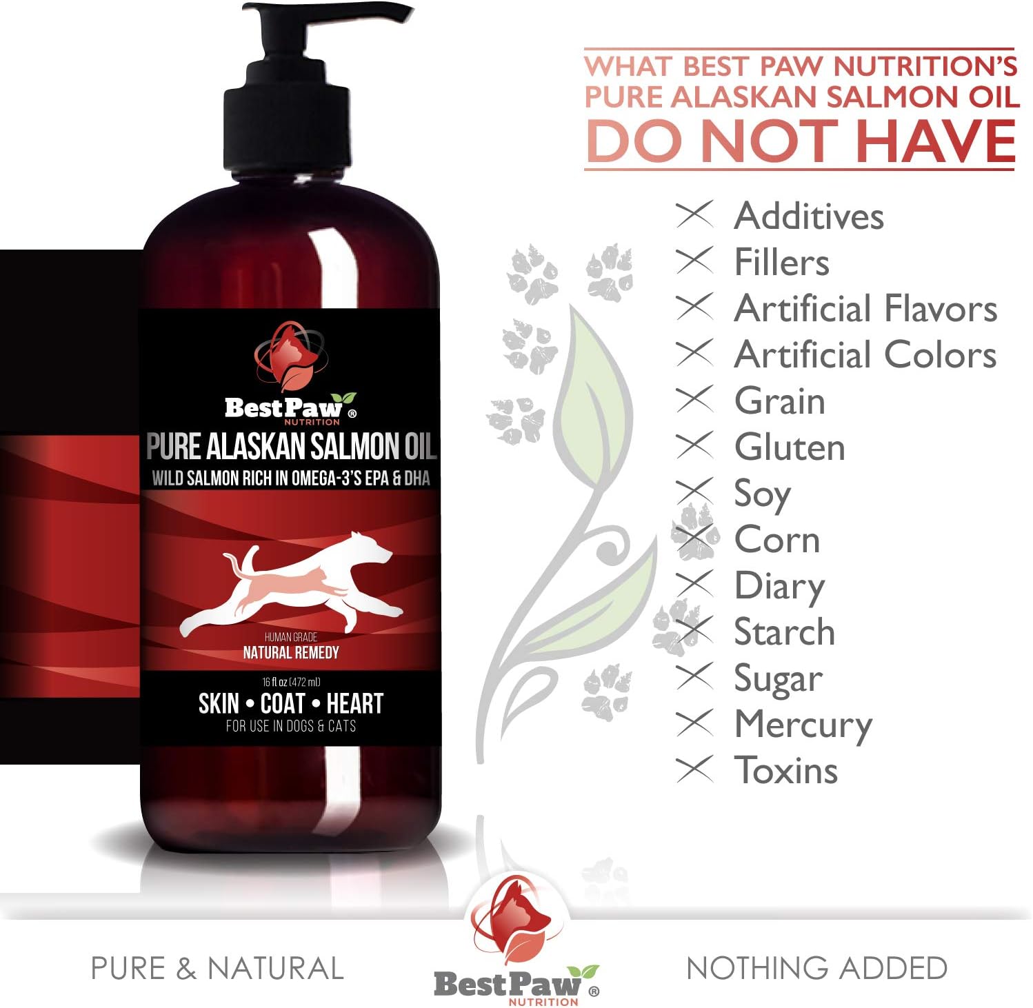 Wild Alaskan Salmon Oil for Pets - Liquid Fish Oil with Pump - Supports Skin, Coat, Joint, Heart Health - Omega 3 Supplement - All Natural EPA + DHA - 16oz