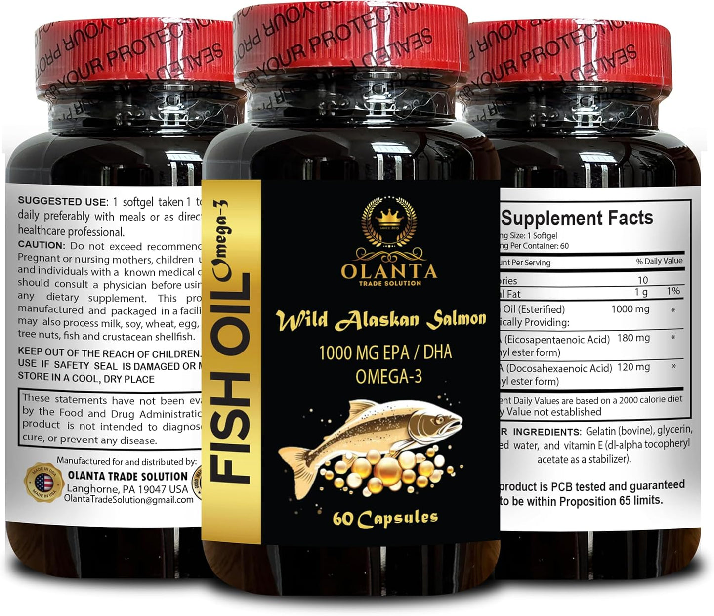 Wild Alaskan Salmon Oil Softgels - Omega 3 Fish Oil Supplements for Memory and Focus - 60 ct. Bottle