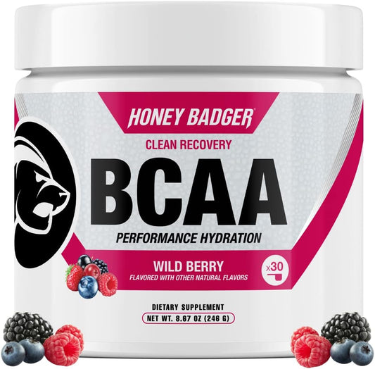 Wild Berry BCAA + EAA Amino Acids Powder for Hydration & Muscle Recovery - Keto & Vegan Friendly, Sugar Free Drink Mix (30 Servings)
