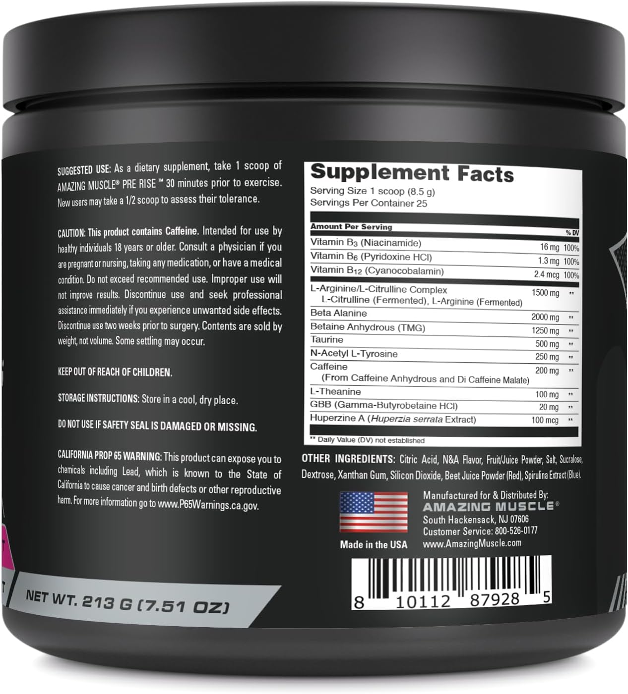 Wild Berry Burst Pre-Workout Powder Supplement for Men & Women with Caffeine & Beta-Alanine - 25 Servings