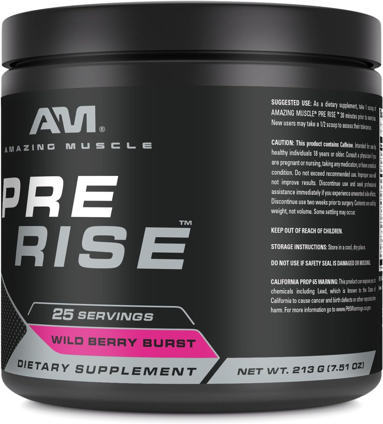 Wild Berry Burst Pre-Workout Powder Supplement for Men & Women with Caffeine & Beta-Alanine - 25 Servings