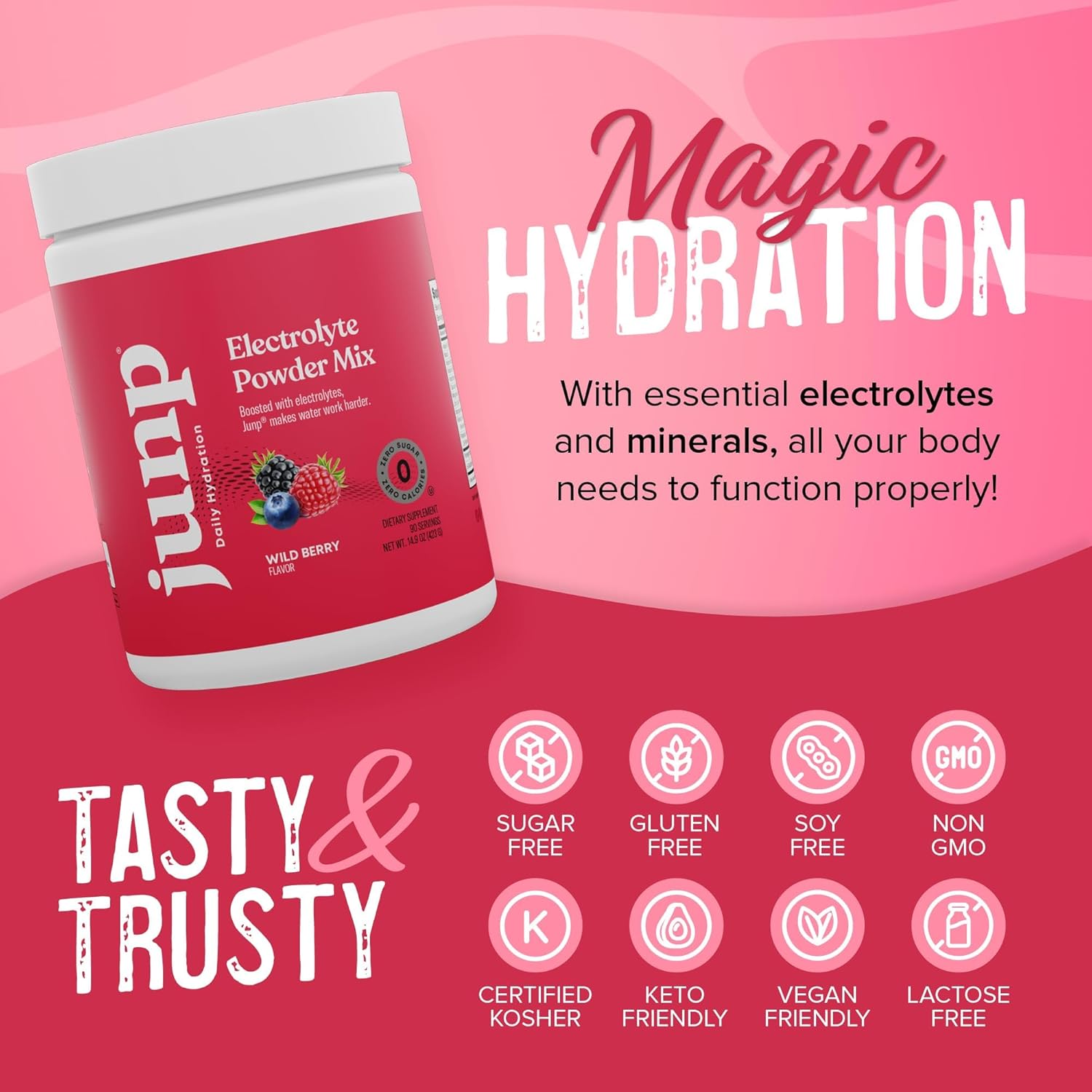 Wild Berry Electrolyte Powder Drink Mix - 180 Servings, Sugar Free, Keto Friendly, Potassium & Salt Hydration Powder with Zero Calories