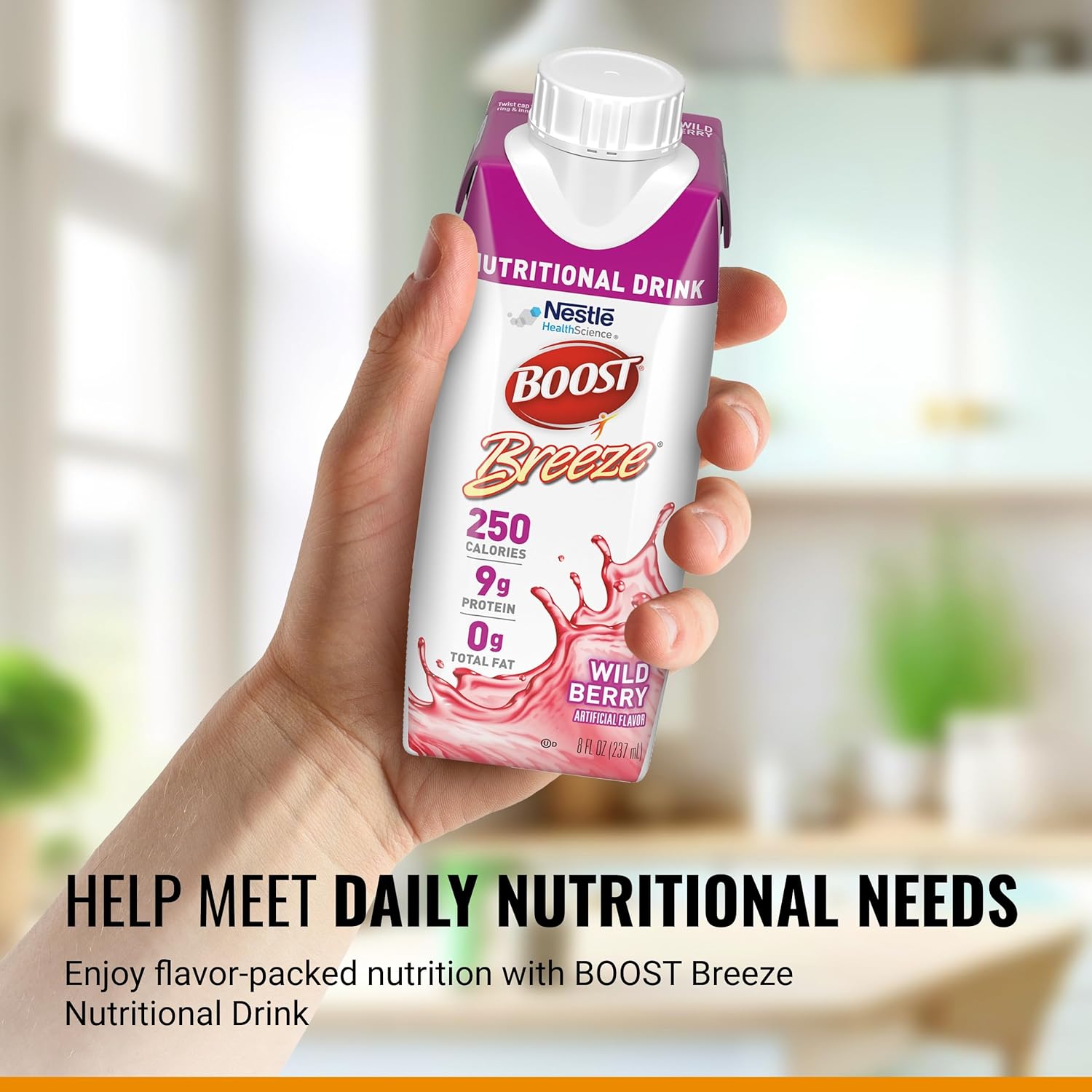 Wild Berry Flavored Boost Breeze Clear Nutritional Drink - 250 Calories - 19 Vitamins & Minerals - 9g Protein - Pack of 24 x 8 fl oz, Fortified with Vitamin A & Zinc for a Healthy Boost