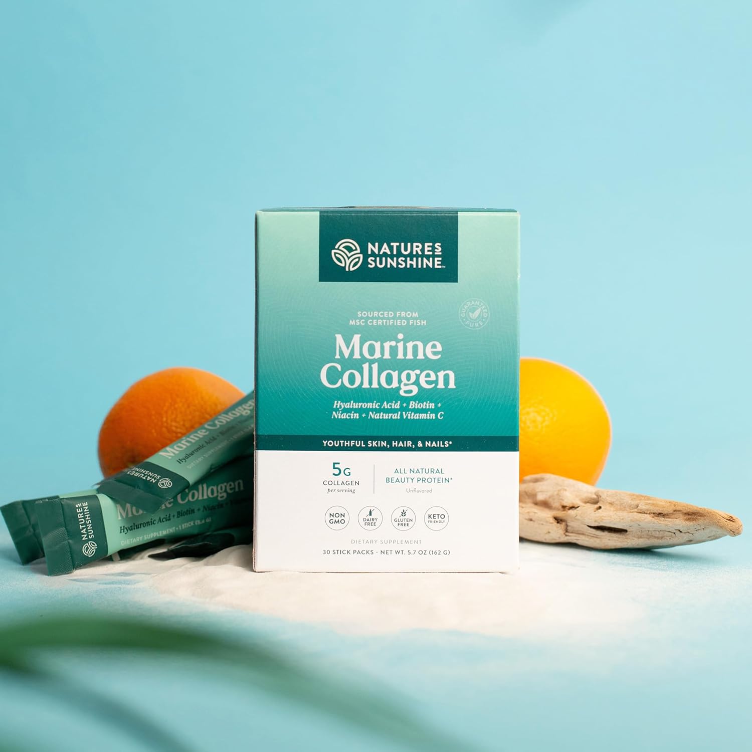 Wild-Caught Alaskan Pollock Marine Collagen Powder Sticks for Skin and Joint Health