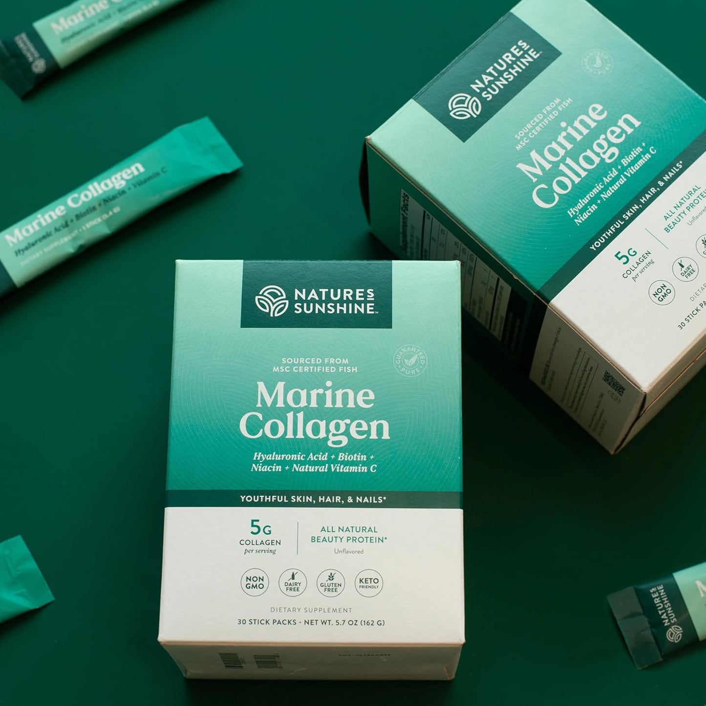 Wild-Caught Alaskan Pollock Marine Collagen Powder Sticks for Skin and Joint Health