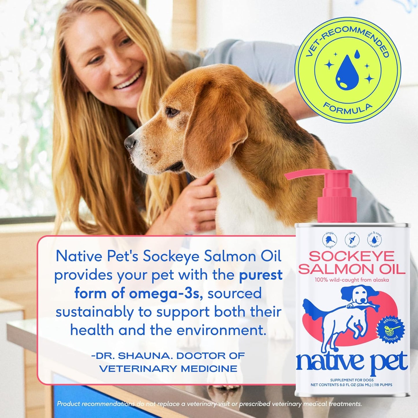 Wild-Caught Alaskan Sockeye Salmon Oil for Dogs & Cats - Omega-3 Fish Oil Supplement for Skin, Coat, Joint, & Heart Health - Anti-Inflammatory - 8 oz