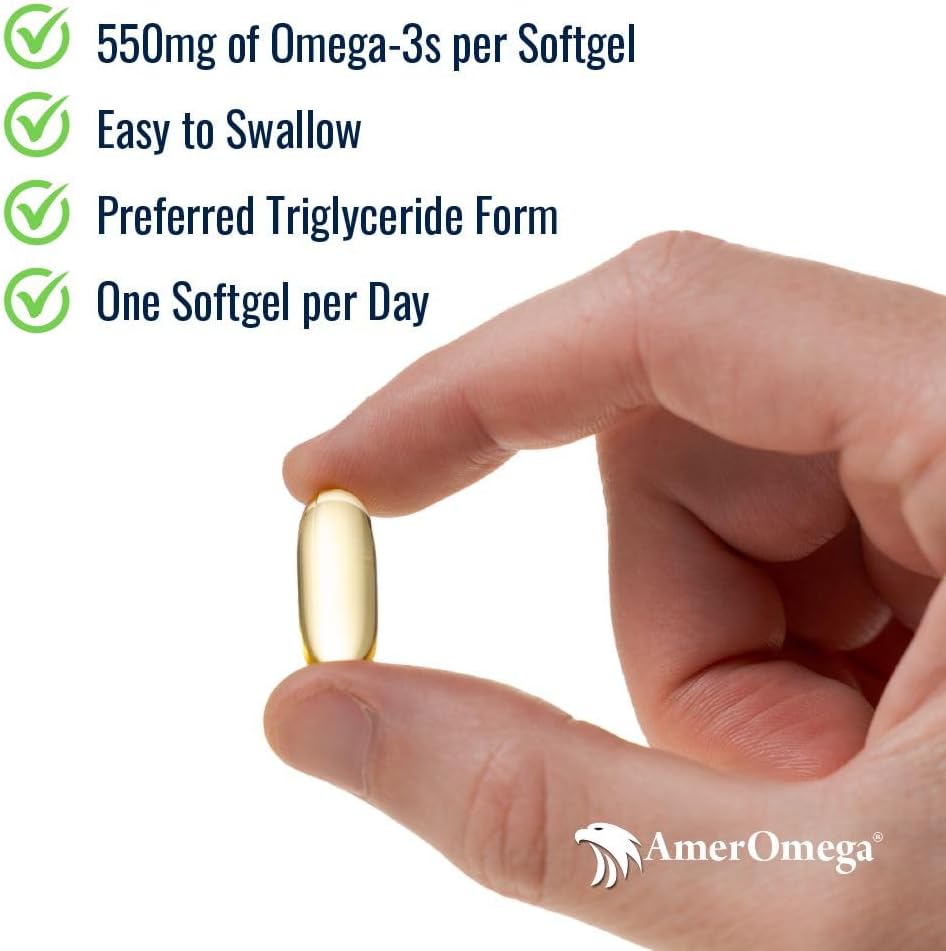 Wild-Caught Alaskan Walleye Pollock Omega-3 Fish Oil Softgels for Heart Health - American-Sourced & Non-GMO - 60 Softgels