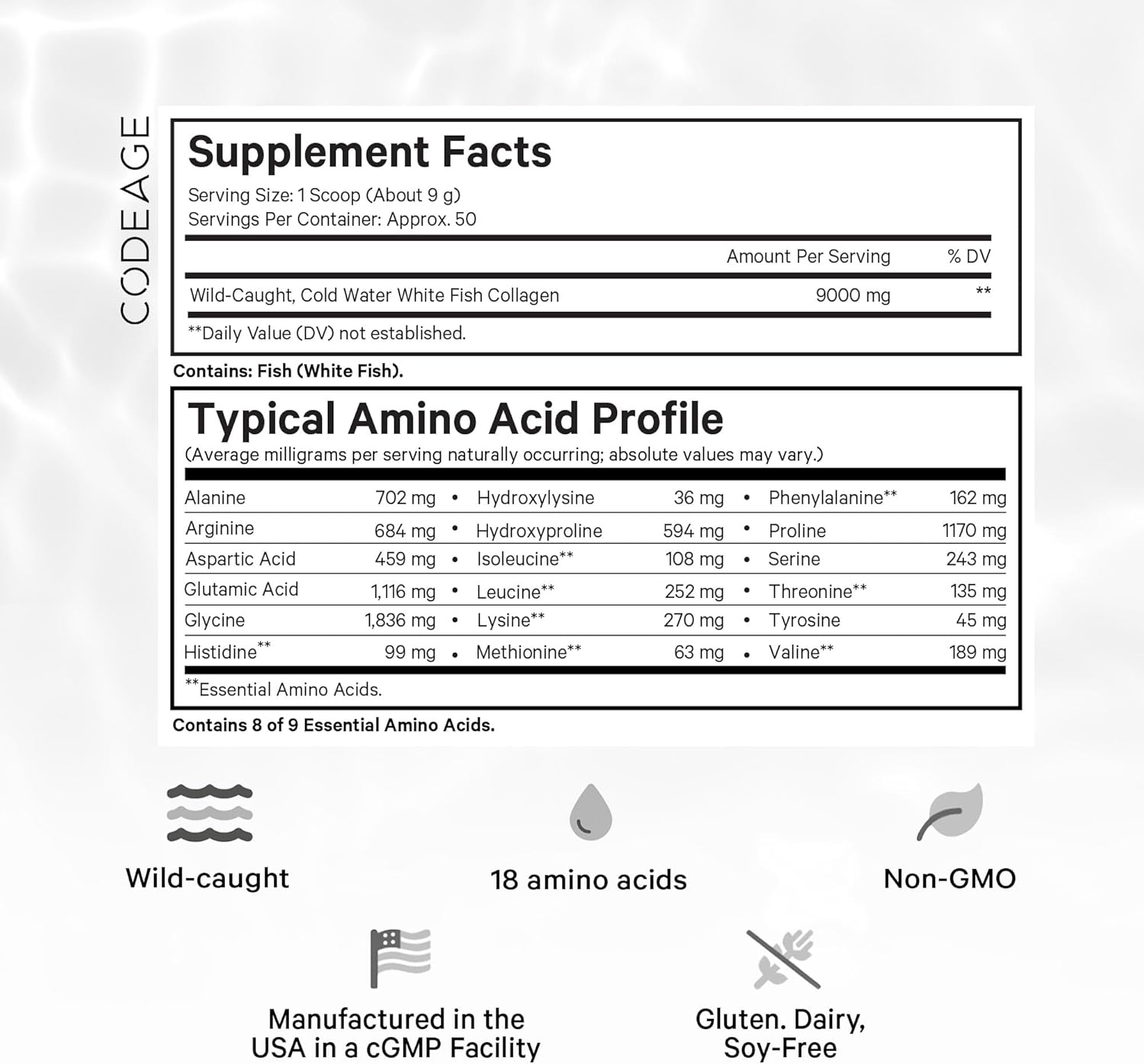 Wild-Caught Hydrolyzed Fish Collagen Peptides Powder - Type 1 & 3 Protein Supplement - Amino Acids for Skin, Hair, Nails - Paleo Friendly - Non-GMO - 15.87 oz