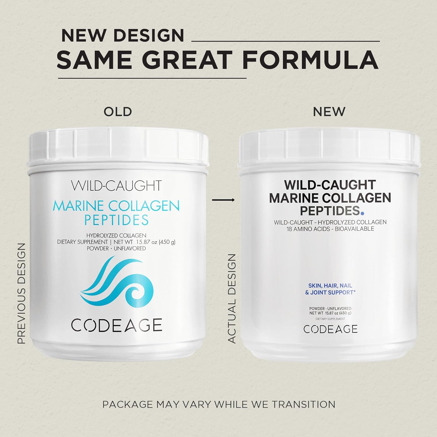 Wild-Caught Hydrolyzed Fish Collagen Peptides Powder - Type 1 & 3 Protein Supplement - Amino Acids for Skin, Hair, Nails - Paleo Friendly - Non-GMO - 15.87 oz
