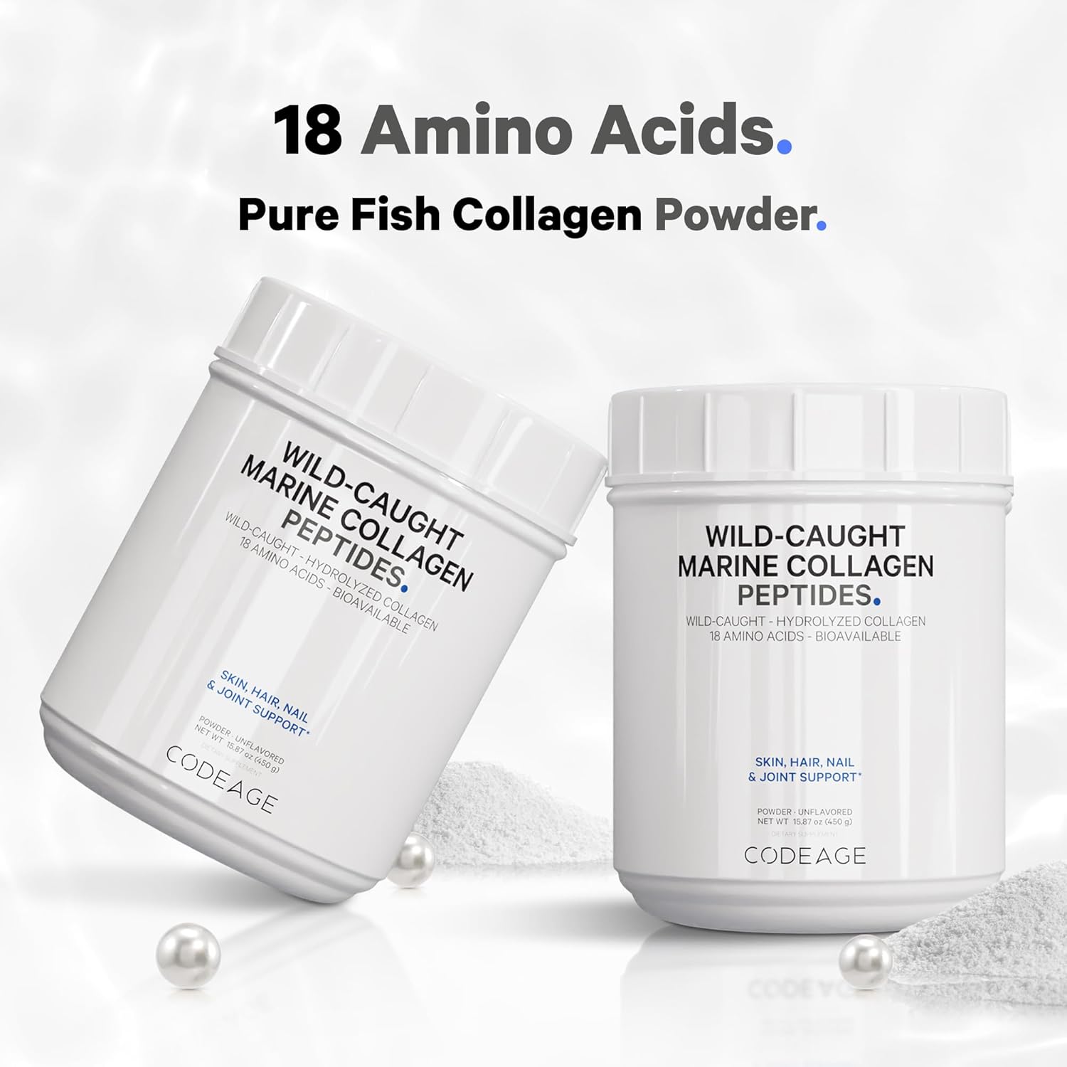 Wild-Caught Hydrolyzed Fish Collagen Peptides Powder - Type 1 & 3 Protein Supplement - Amino Acids for Skin, Hair, Nails - Paleo Friendly - Non-GMO - 15.87 oz