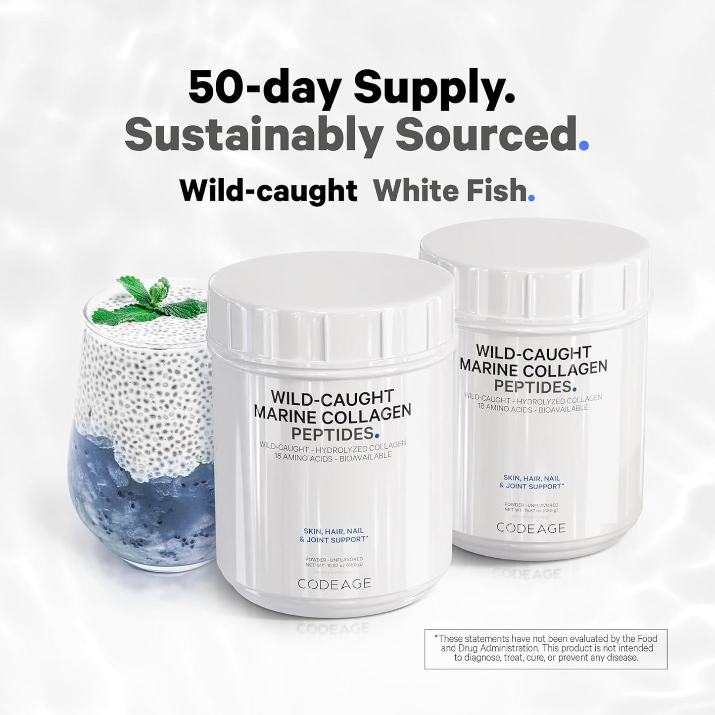 Wild-Caught Hydrolyzed Fish Collagen Peptides Powder - Type 1 & 3 Protein Supplement - Amino Acids for Skin, Hair, Nails - Paleo Friendly - Non-GMO - 15.87 oz