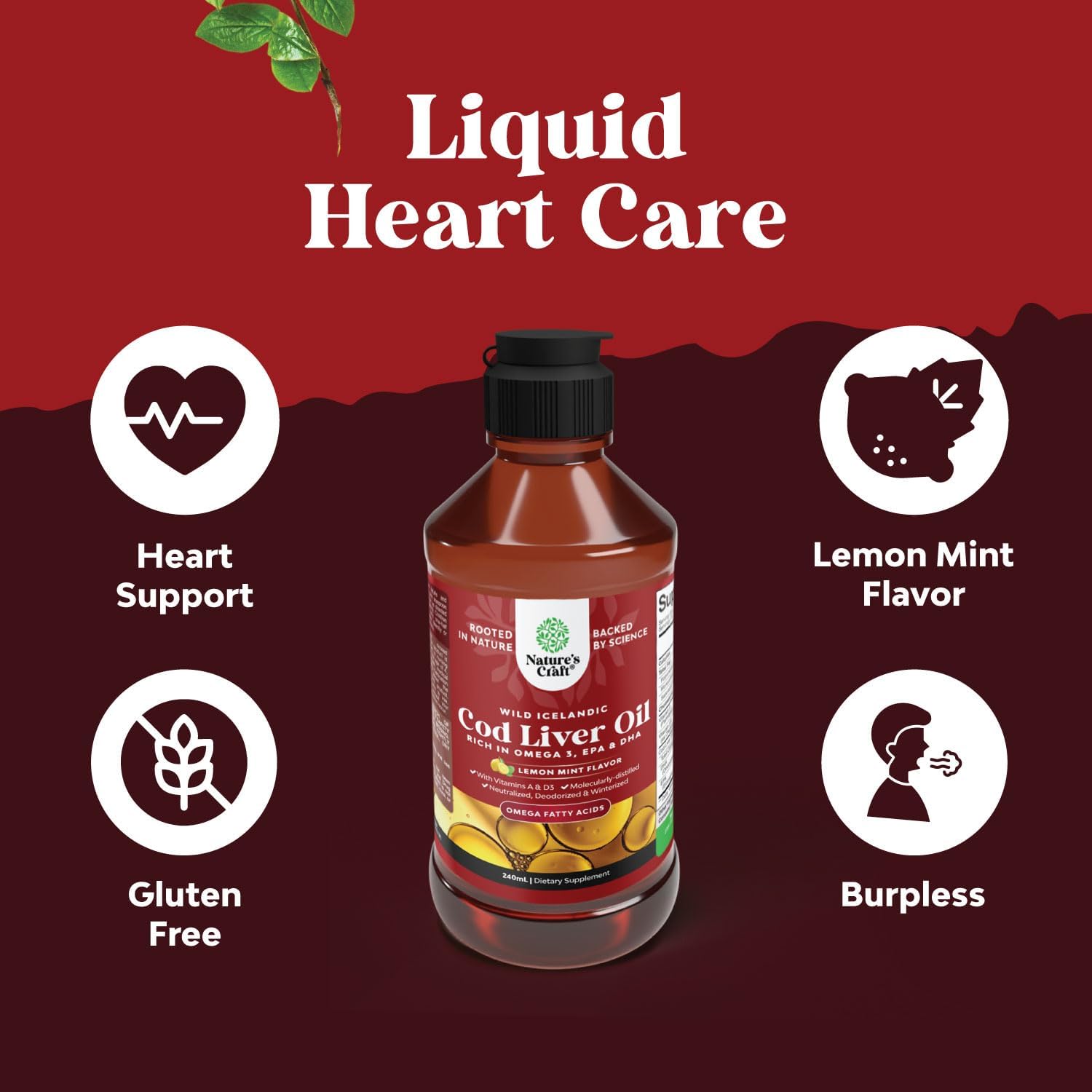 Wild Caught Icelandic Cod Liver Oil Liquid - Premium Nordic Omega 3 Fish Oil for Adults & Kids - Light Lemon Mint Flavor - 2 Pack