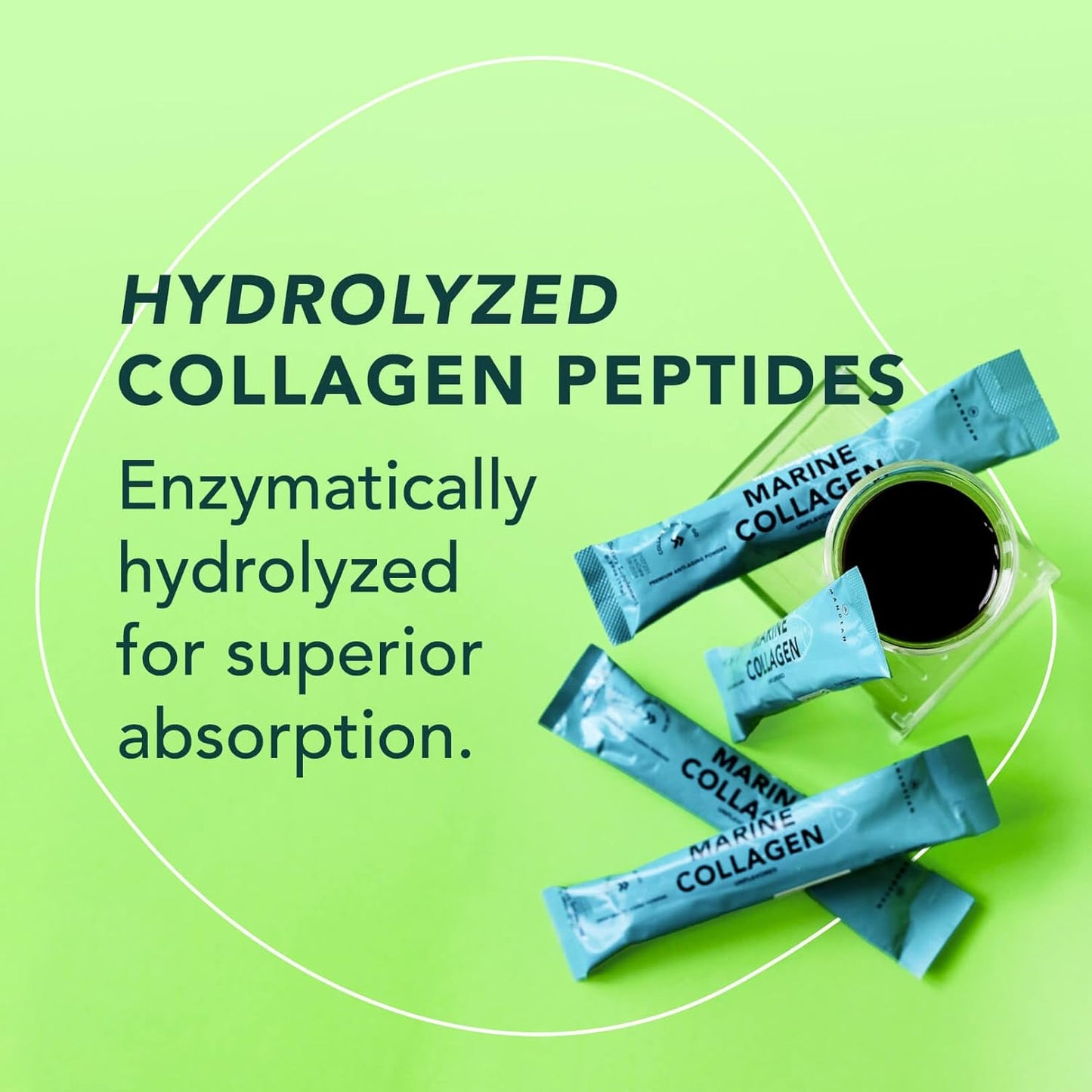 Wild-Caught Marine Collagen Peptides Powder Stick Packs - 30 Single Use Packets for Hair, Skin & Nails - Non-GMO, Zero Carbs, High Bioavailability