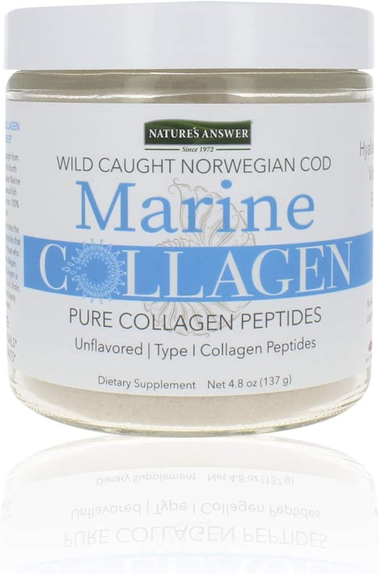 Wild Caught Norwegian Cod Marine Collagen Liquid with Hyaluronic Acid & Biotin for Healthy Hair, Skin, Nails, Bones, Joints - 4.8oz